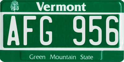 VT license plate AFG956