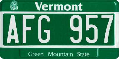 VT license plate AFG957