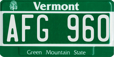 VT license plate AFG960