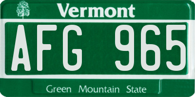 VT license plate AFG965