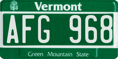 VT license plate AFG968