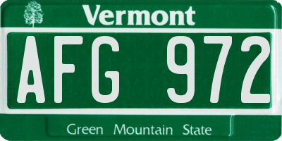 VT license plate AFG972