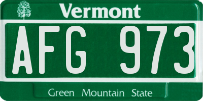 VT license plate AFG973