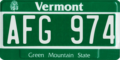VT license plate AFG974