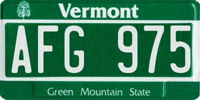 VT license plate AFG975