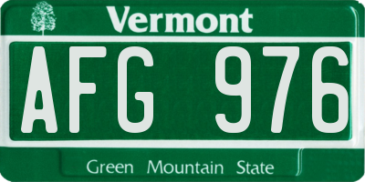 VT license plate AFG976