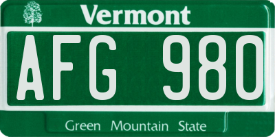 VT license plate AFG980