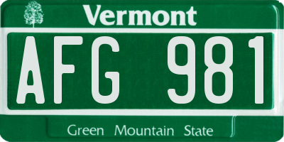 VT license plate AFG981
