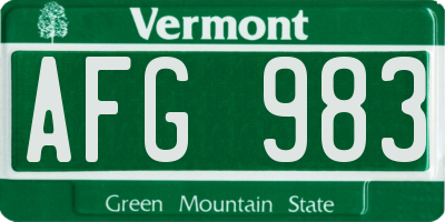 VT license plate AFG983