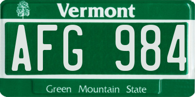 VT license plate AFG984