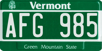VT license plate AFG985