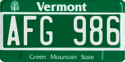 VT license plate AFG986