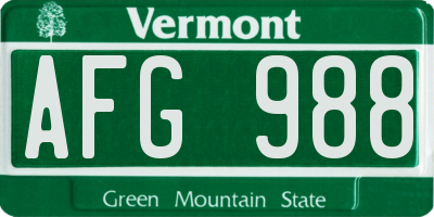 VT license plate AFG988