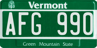 VT license plate AFG990