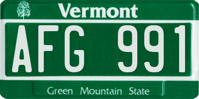 VT license plate AFG991