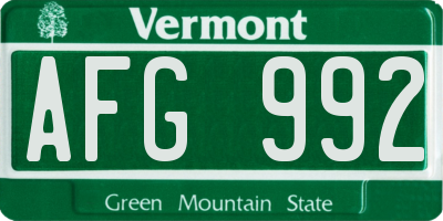 VT license plate AFG992