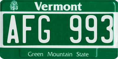 VT license plate AFG993