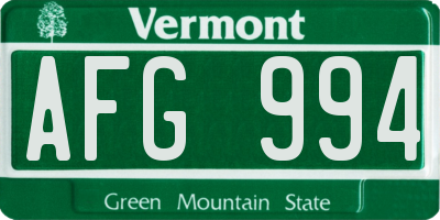 VT license plate AFG994