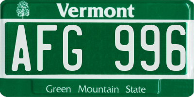 VT license plate AFG996