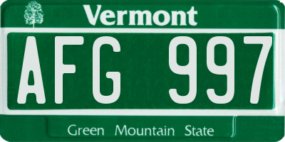 VT license plate AFG997