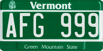 VT license plate AFG999