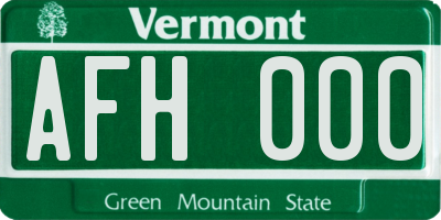 VT license plate AFH000