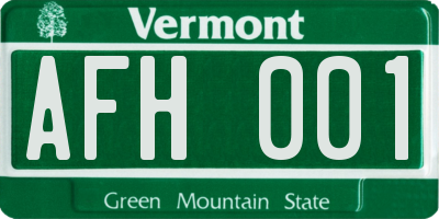 VT license plate AFH001