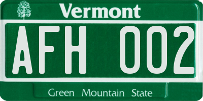 VT license plate AFH002