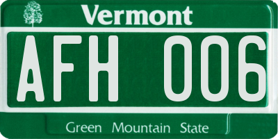 VT license plate AFH006