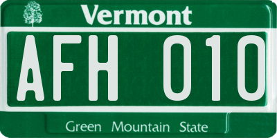 VT license plate AFH010