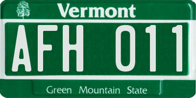 VT license plate AFH011