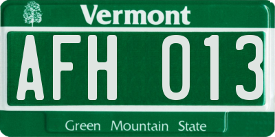 VT license plate AFH013
