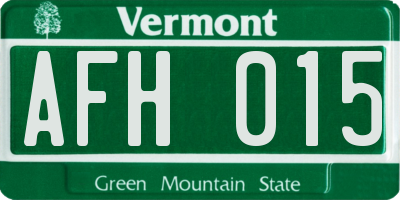 VT license plate AFH015