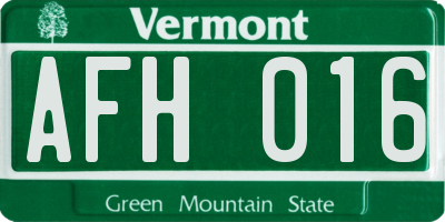 VT license plate AFH016