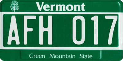 VT license plate AFH017