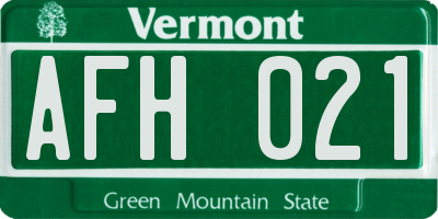 VT license plate AFH021