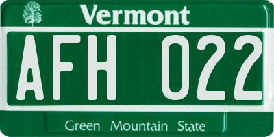 VT license plate AFH022