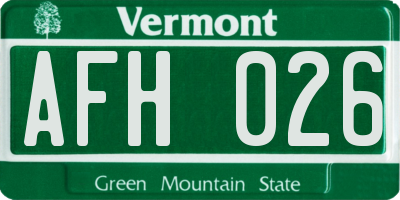 VT license plate AFH026