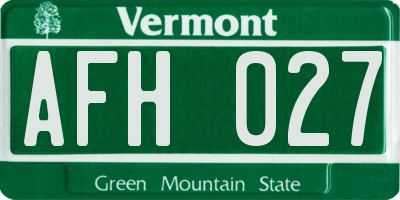 VT license plate AFH027
