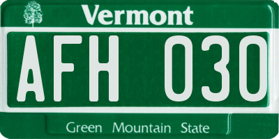 VT license plate AFH030