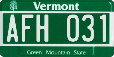 VT license plate AFH031