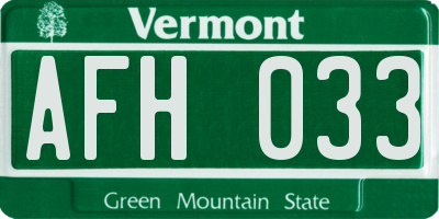 VT license plate AFH033