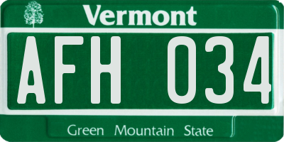 VT license plate AFH034
