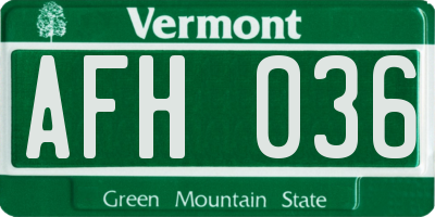 VT license plate AFH036