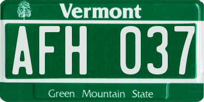 VT license plate AFH037