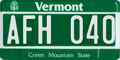 VT license plate AFH040