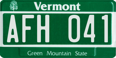 VT license plate AFH041