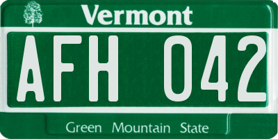 VT license plate AFH042
