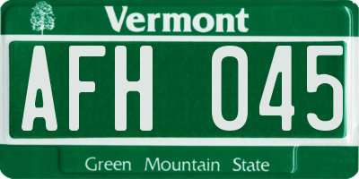 VT license plate AFH045