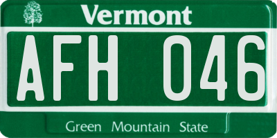 VT license plate AFH046